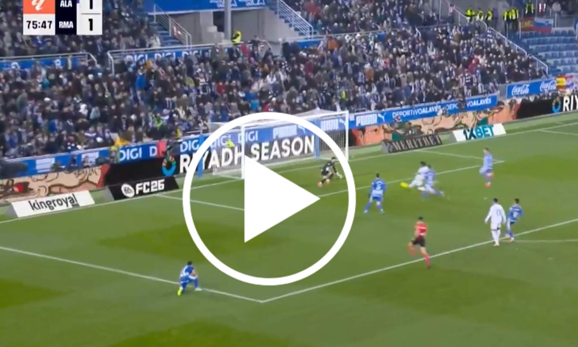 Rodrygo Goes ha marcado el segundo gol del Real Madrid en Mendizorroza contra el Alavés.