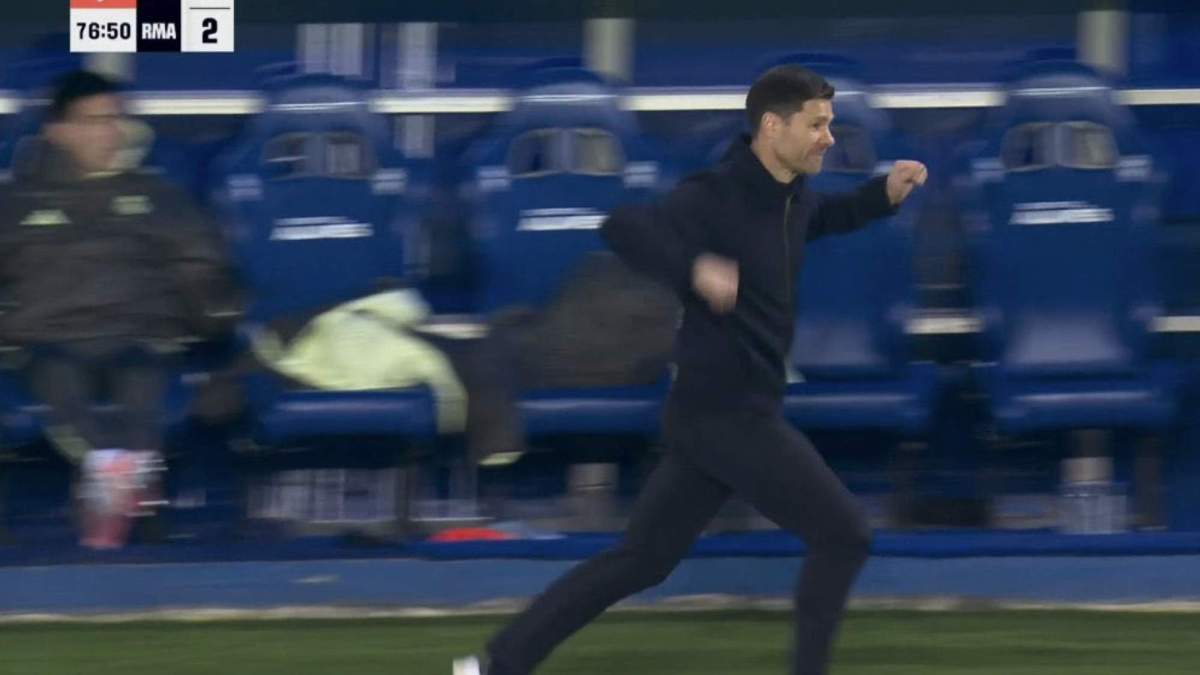 Xabi Alonso celebrando el gol de Rodrygo Xabi Alonso celebrando el gol de Rodrygo