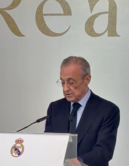 Florentino Pérez dando su discurso en el cóctel de Navidad. Florentino Pérez dando su discurso en el cóctel de Navidad.