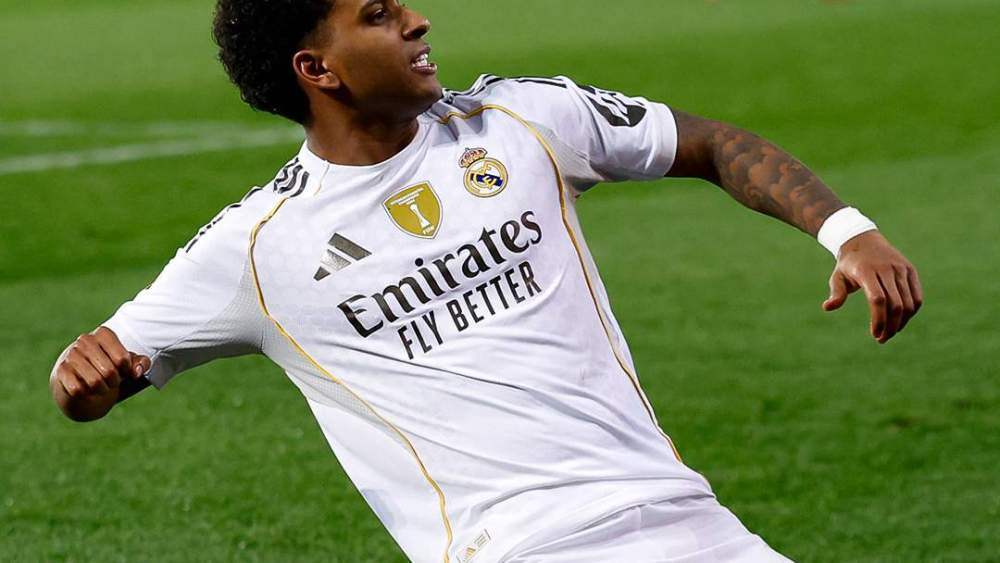 Rodrygo Goes celebrando un gol con el Real Madrid. Rodrygo Goes celebrando un gol con el Real Madrid.