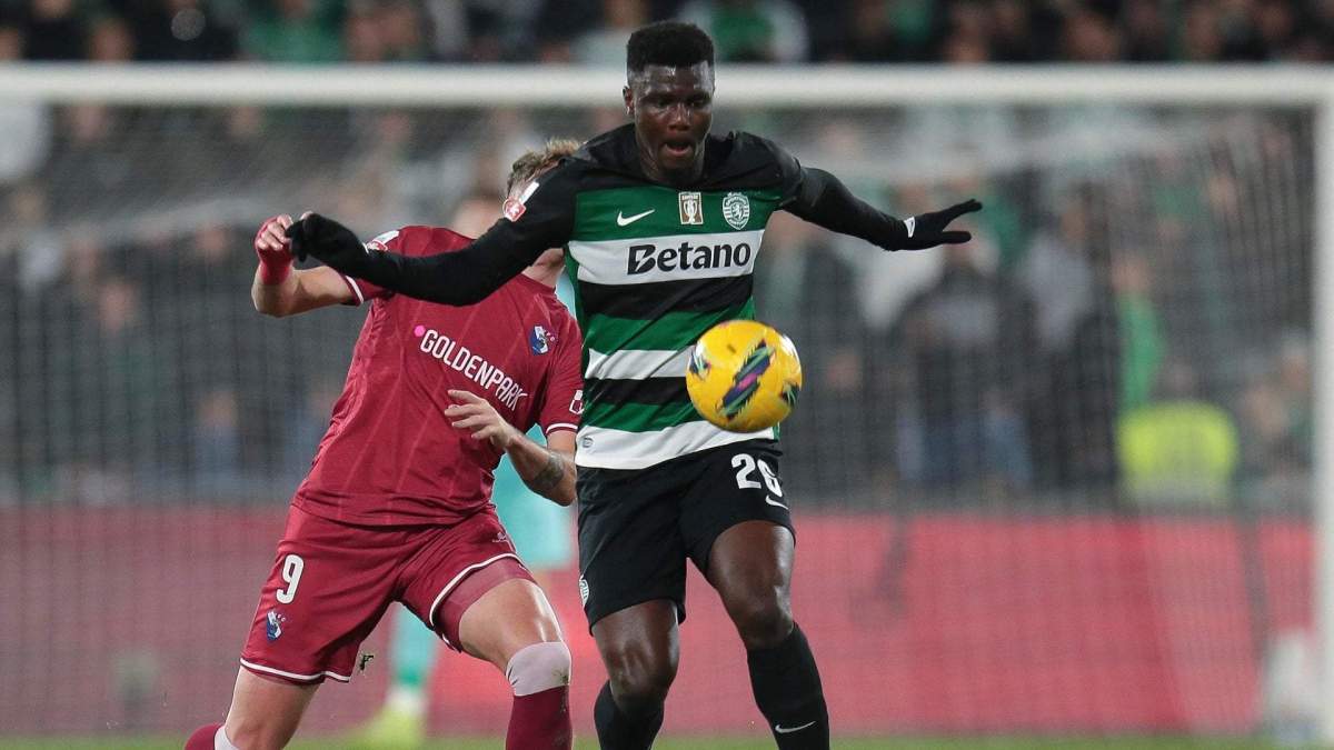 Ousmane Diomande jugando un partido con el Sporting de Lisboa. Ousmane Diomande jugando un partido con el Sporting de Lisboa.