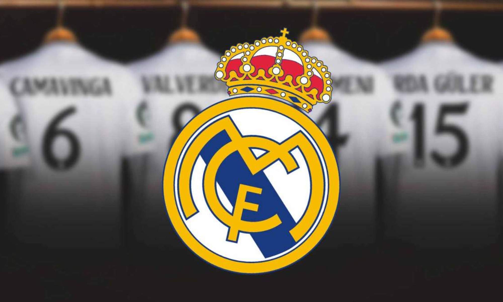 Camisetas y escudo del Real Madrid
