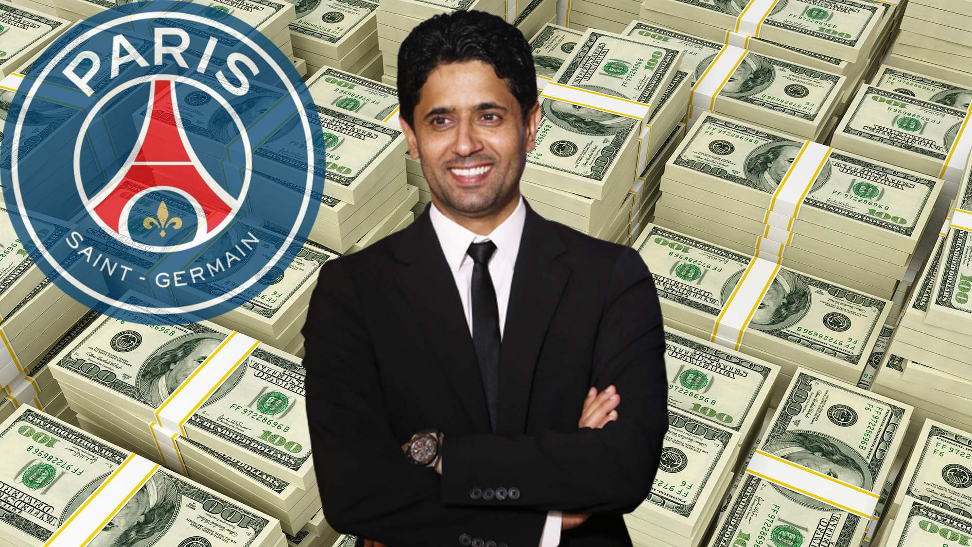 Al-Khelaïfi, billetes y escudo PSG