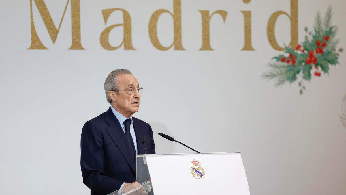 Florentino Pérez en su discurso durante el Cóctel de Navidad con los medios de comunicación Florentino Pérez en su discurso durante el Cóctel de Navidad con los medios de comunicación