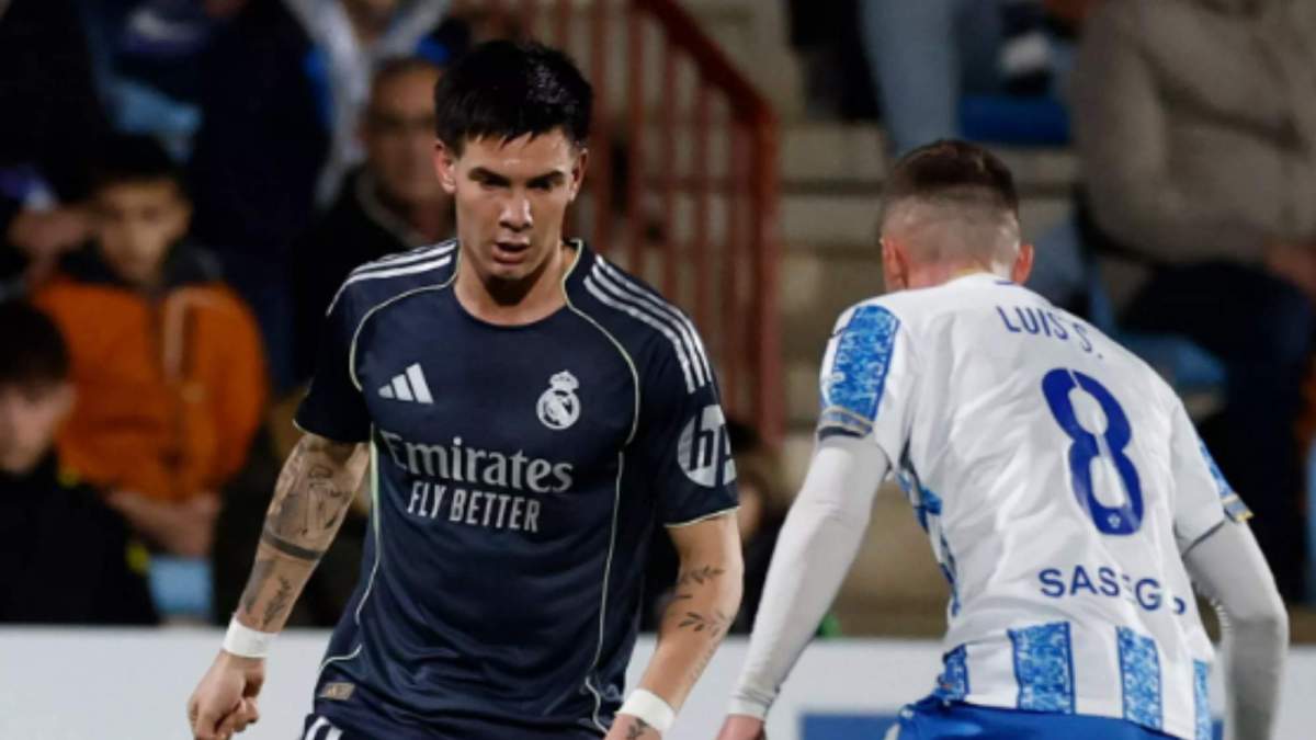 Franco Mastantuono durante el partido frente al Talavera de la Reina Franco Mastantuono durante el partido frente al Talavera de la Reina