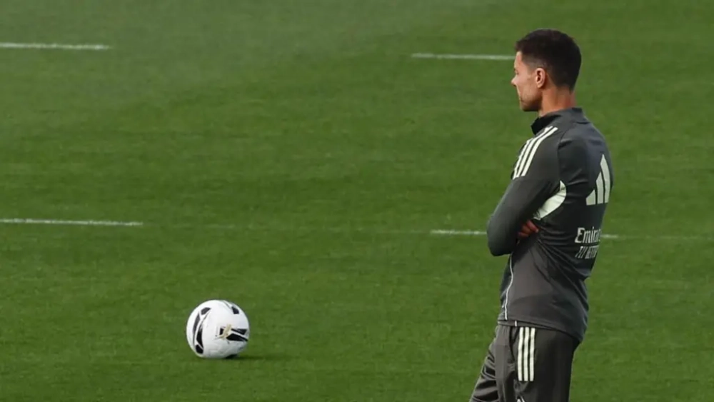Xabi Alonso durante un entrenamiento del Real Madrid. Xabi Alonso durante un entrenamiento del Real Madrid.