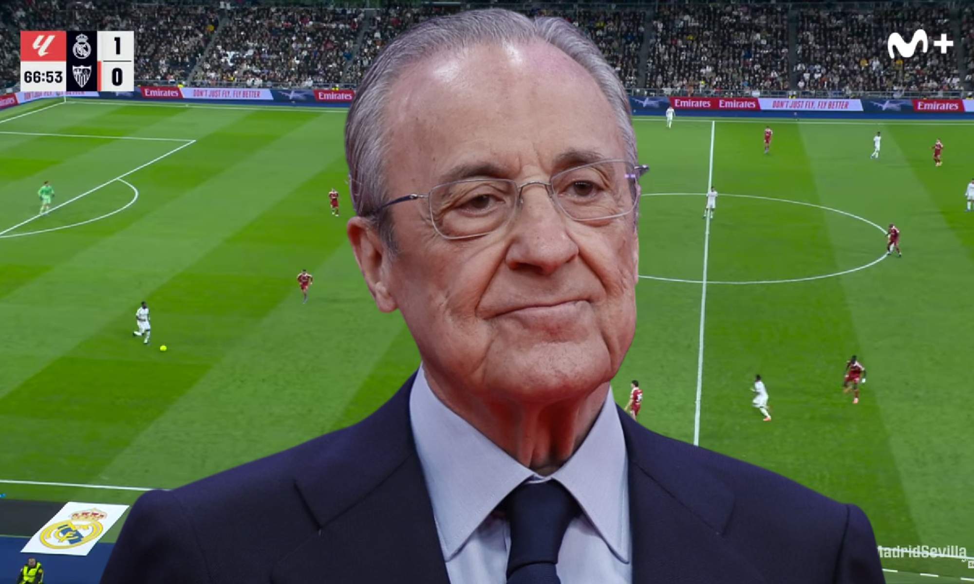 Florentino Pérez acabó muy enfadado a pesar de la victoria ante el Sevilla