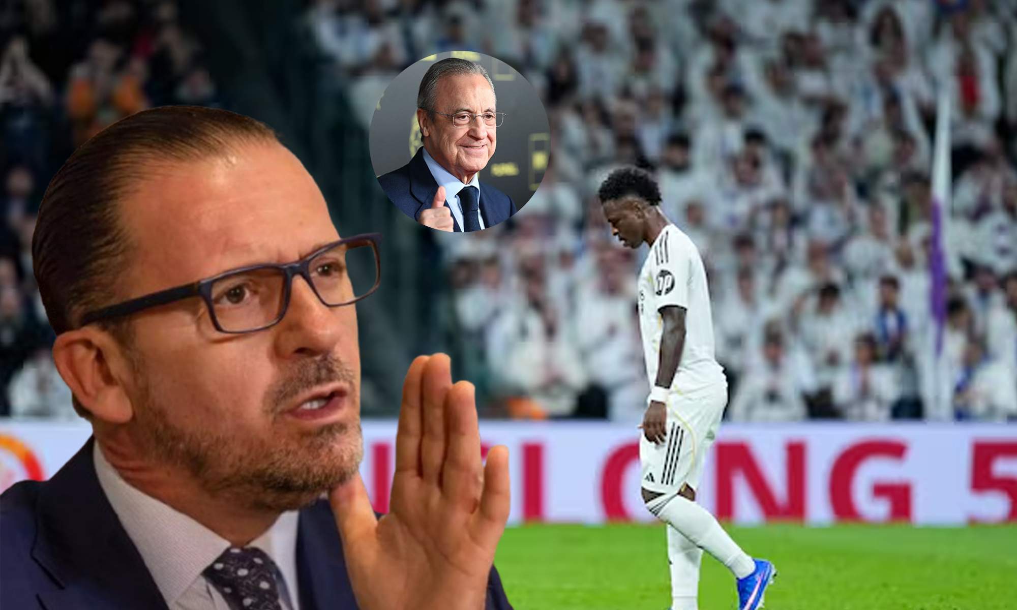 Mijatovic, Florentino Pérez y Vinícius en el último partido. 