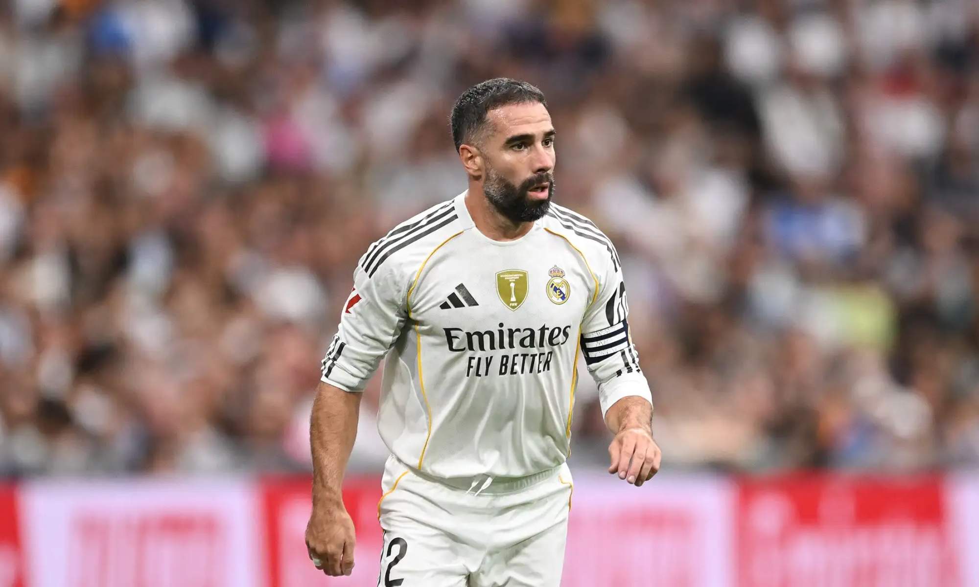 Dani Carvajal, durante un partido con el Real Madrid esta campaña.