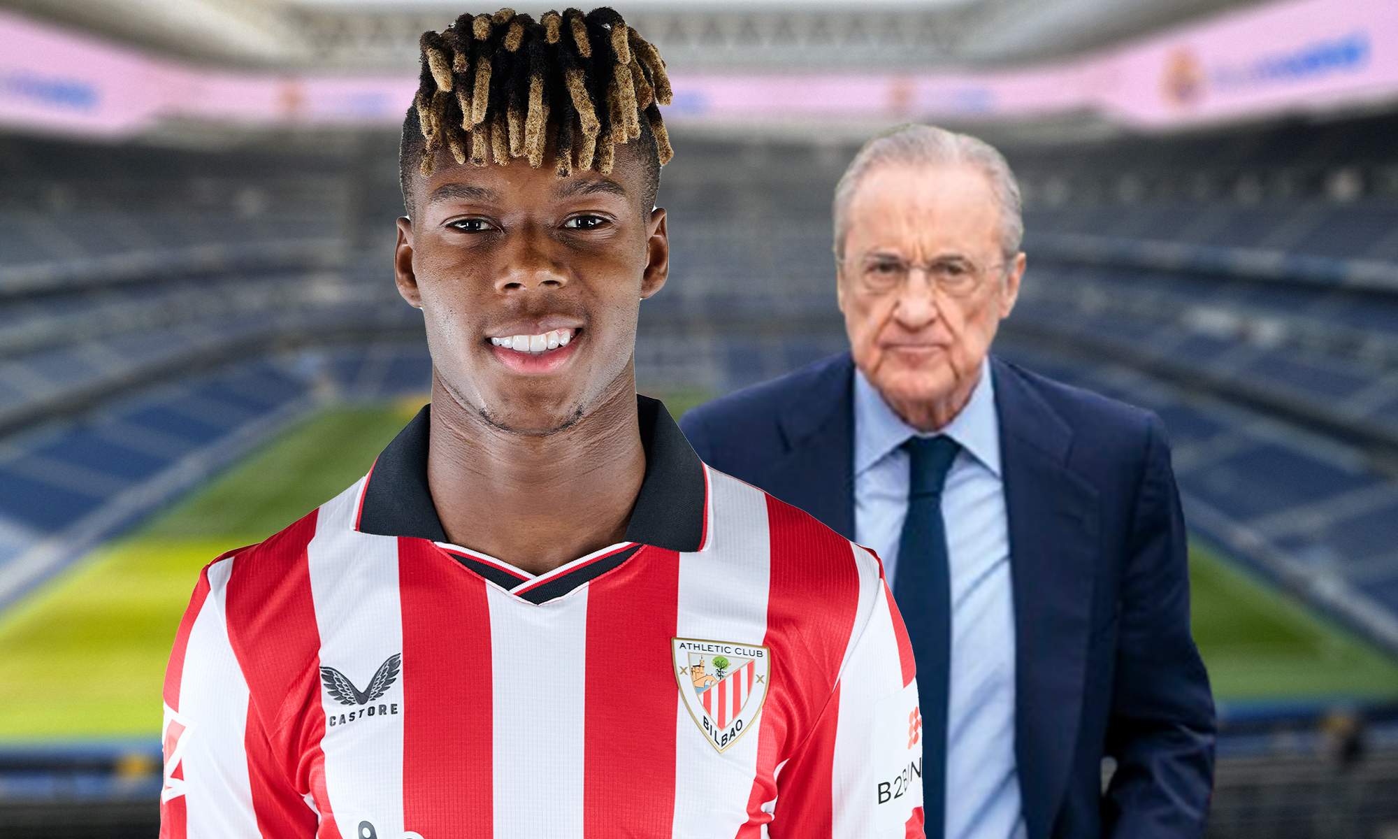 Nico Williams, Florentino Pérez y el Santiago Bernabéu.