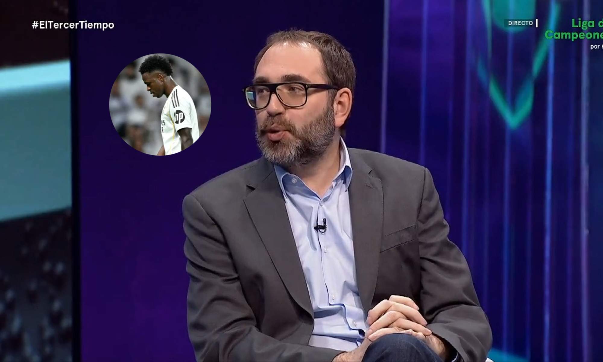 Axel Torres hablando en Movistar y Vinícius Júnior siendo silbado en el Bernabéu.