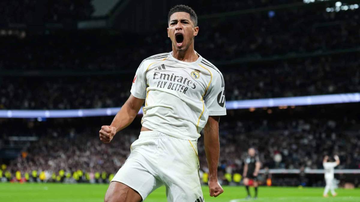Bellingham celebrando su último gol con el Real Madrid