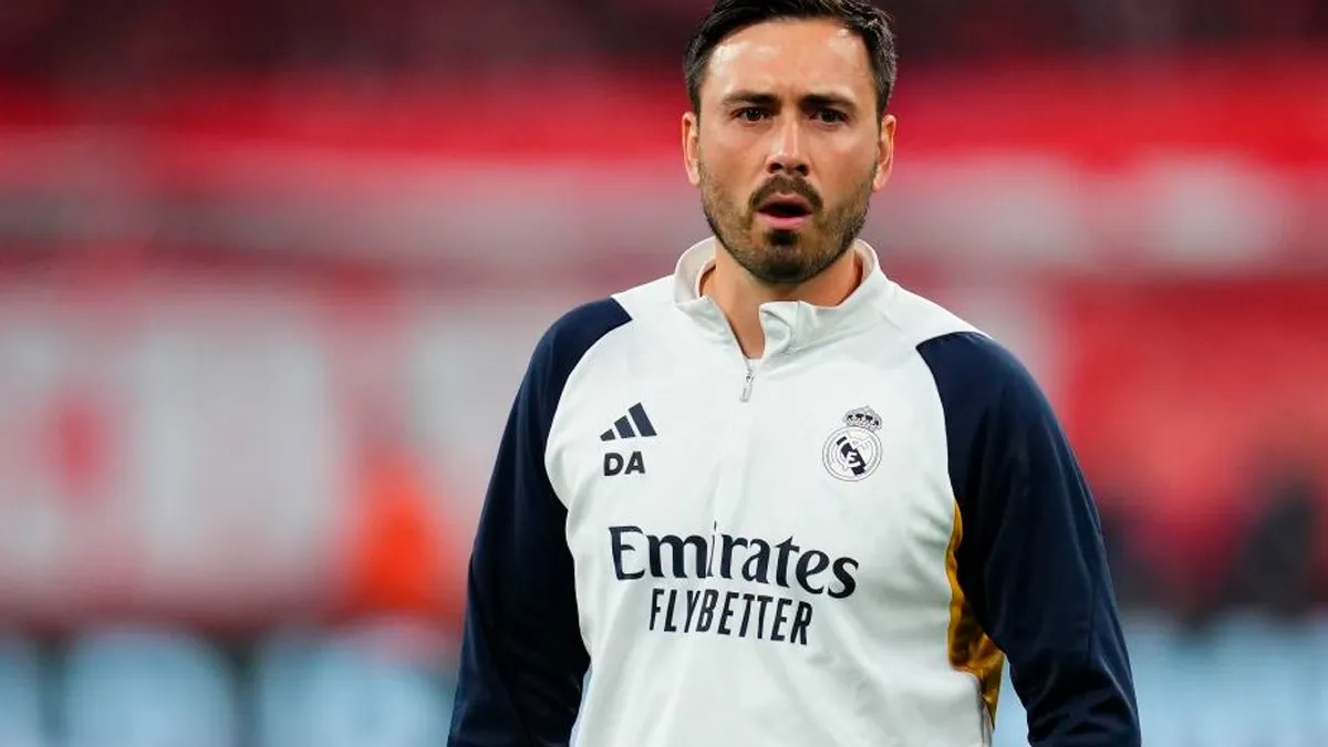 Davide Ancelotti durante un entrenamiento del Real Madrid