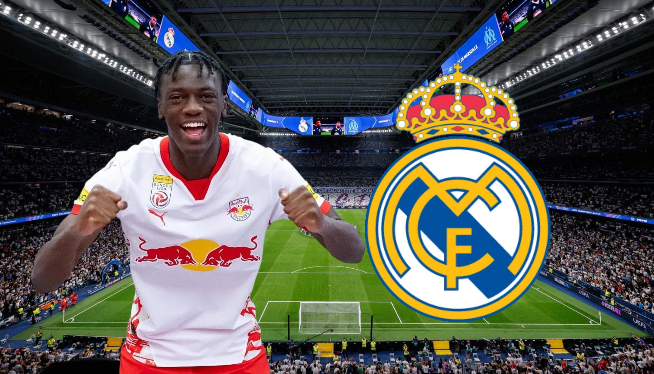 Joane Gadou seguido de cerca por el Real Madrid