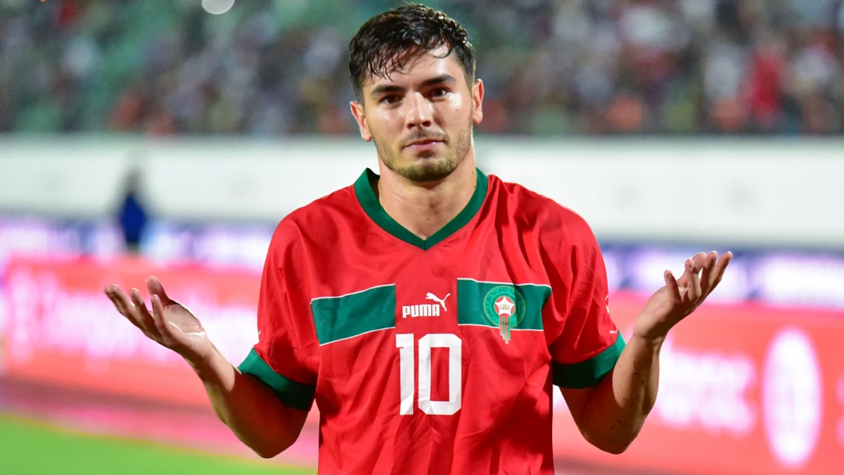 Brahim Díaz celebrando un gol con Marruecos. Brahim Díaz celebrando un gol con Marruecos.