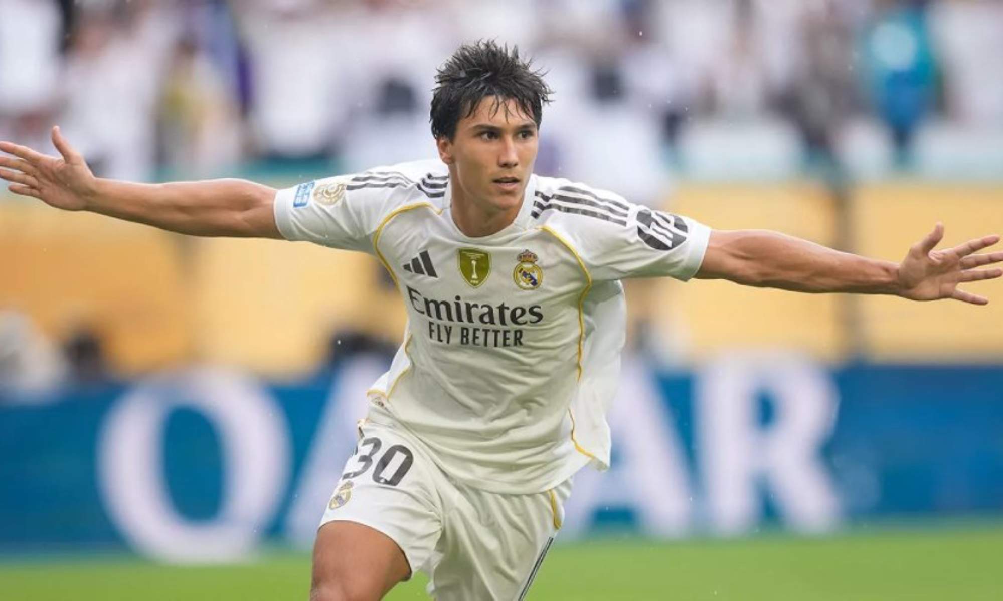 Gonzalo García, celebrando un gol con el Real Madrid en el Mundial de Clubes del pasado verano.