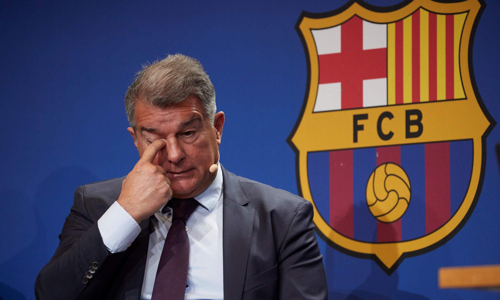Joan Laporta, durante una rueda de prensa del Barcelona.