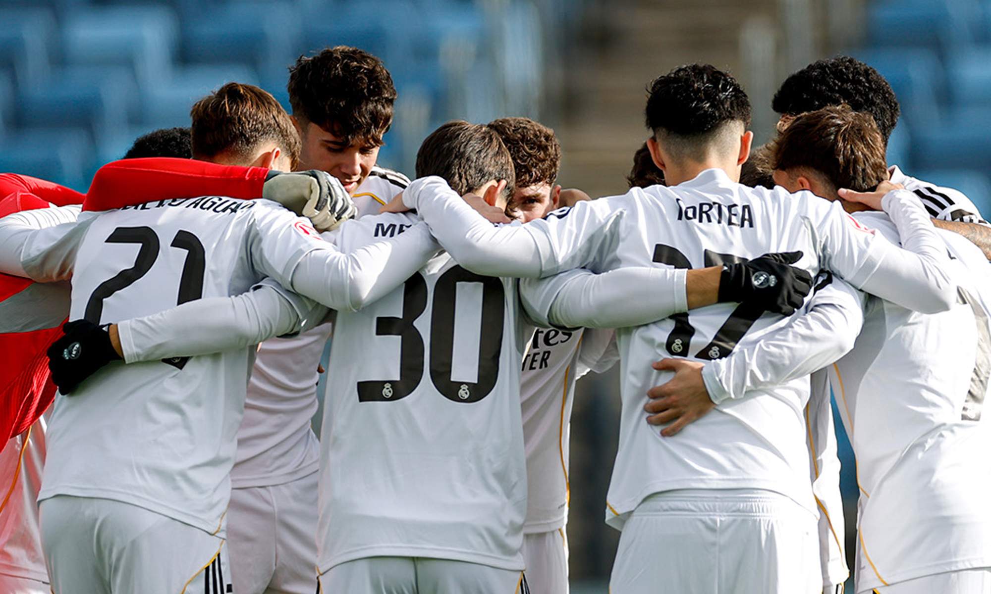 Jugadores del Real Madrid Castilla unidos. 