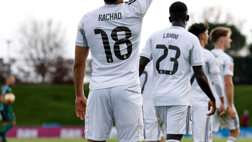 Rachad Fettal celebrando su gol con el Real Madrid. Rachad Fettal celebrando su gol con el Real Madrid.