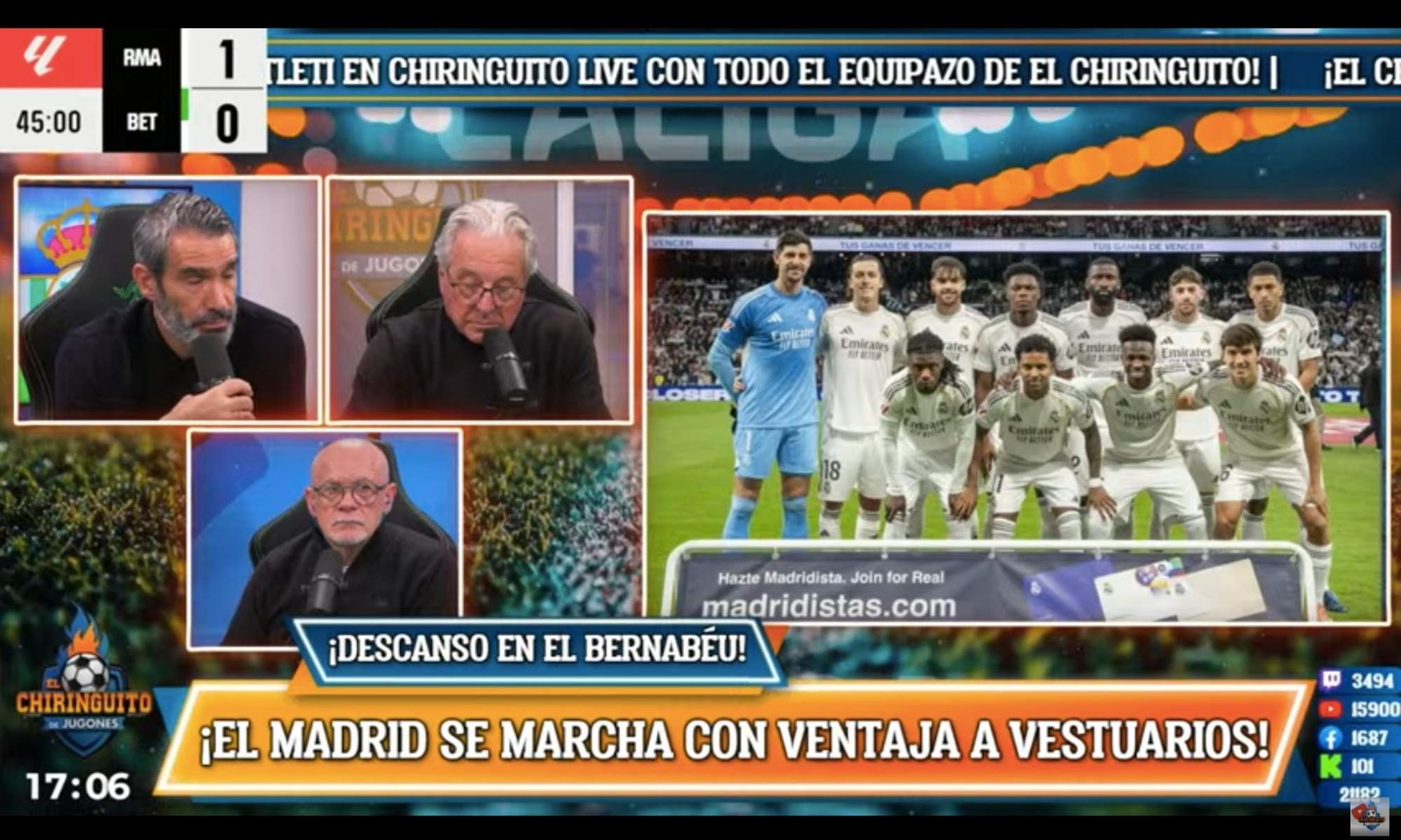 Fernando Sanz suspende al Real Madrid tras el 1-0 al descanso: "Es insuficiente"