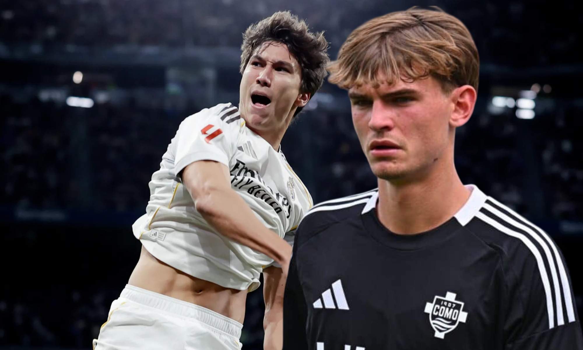 Nico Paz felicitó a Gonzalo García por su partido ante el Sevilla