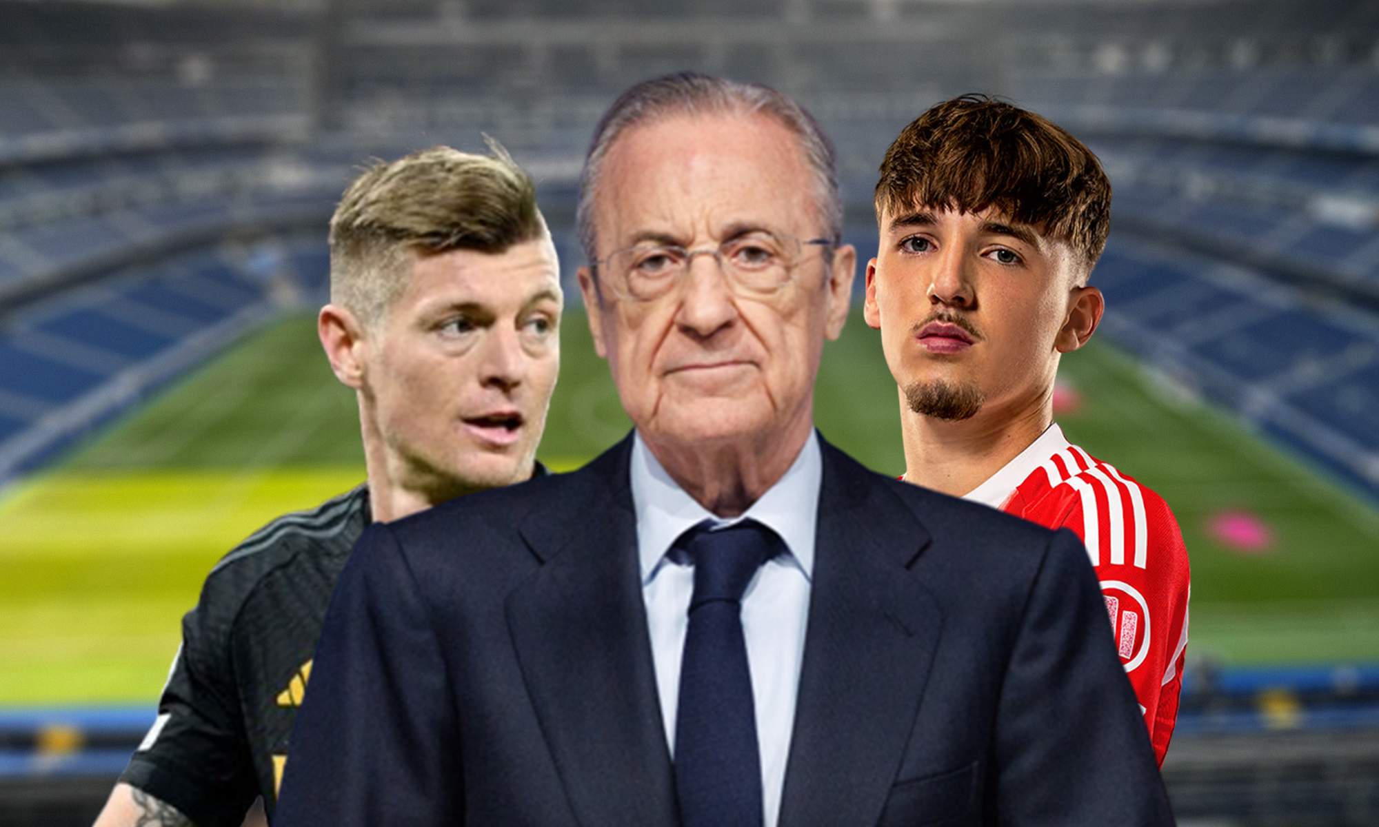 Florentino Pérez, Toni Kroos y Lennart Karl.