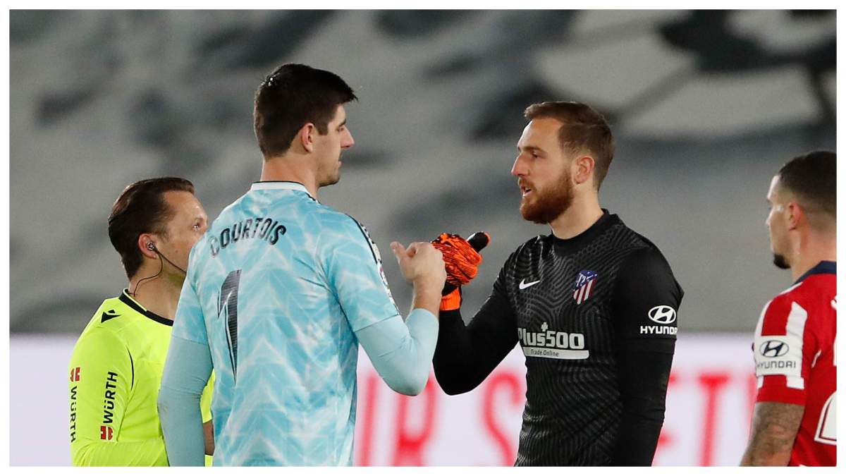 Courtois y Oblak tras un derbi