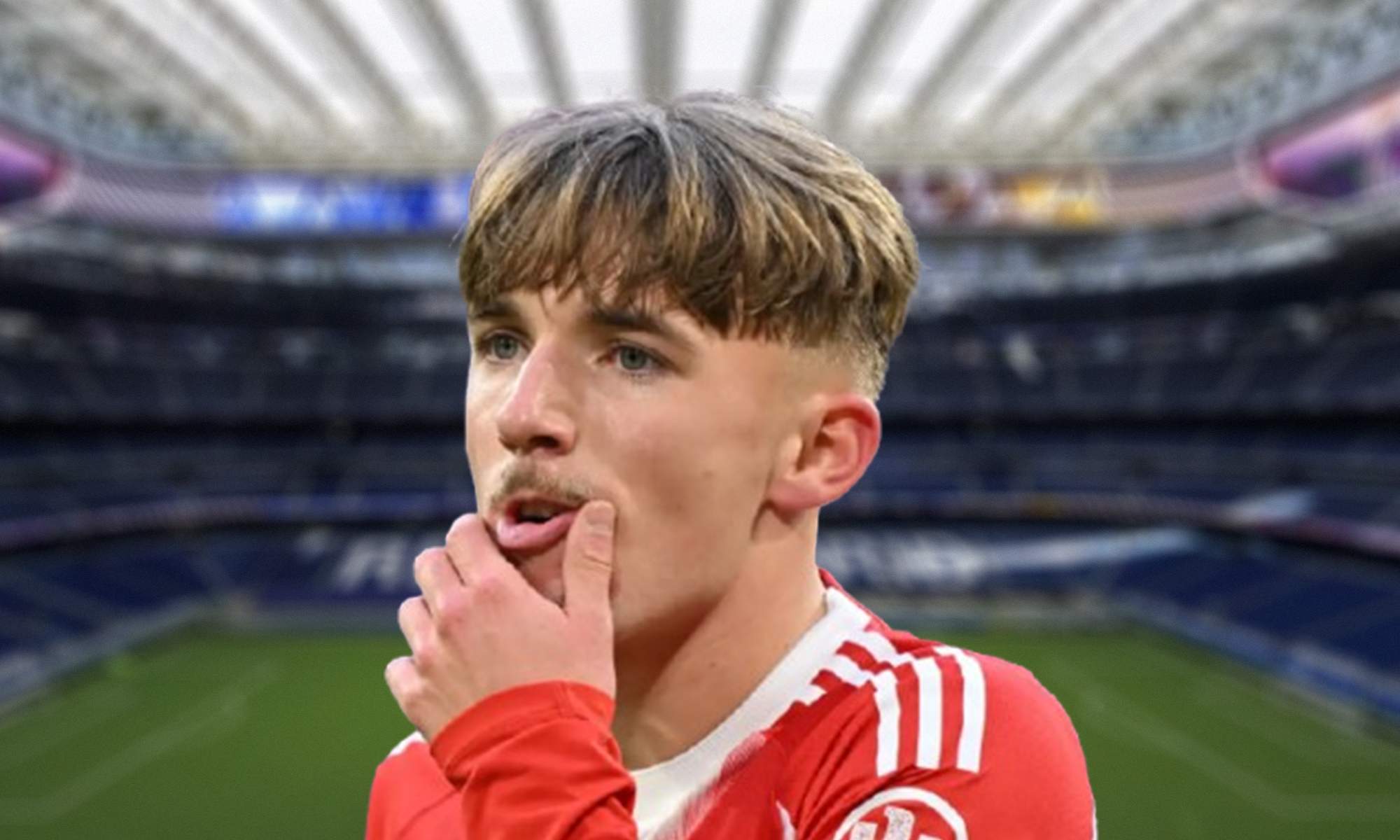 Lennart Karl con el Bayern Múnich y el Santiago Bernabéu.