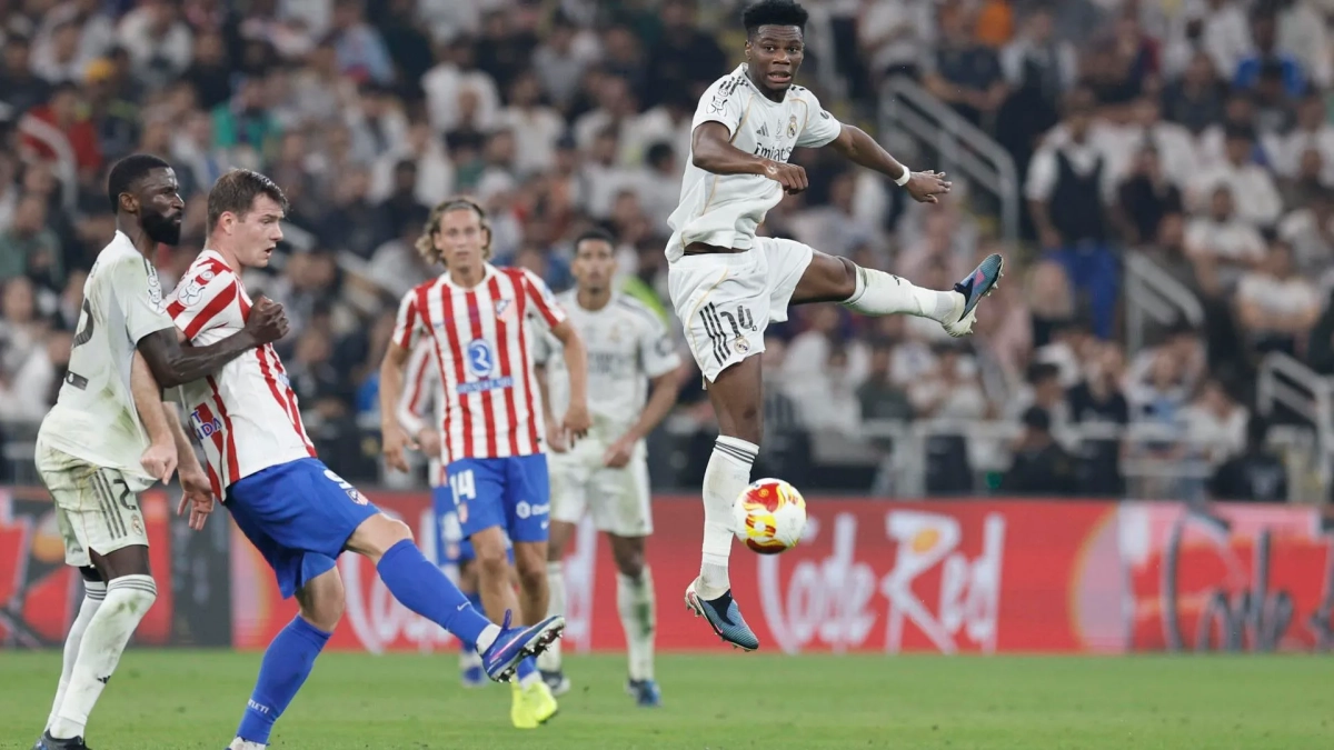 Tchouameni durante el partido de este jueves ante el Atlético de Madrid en Arabia