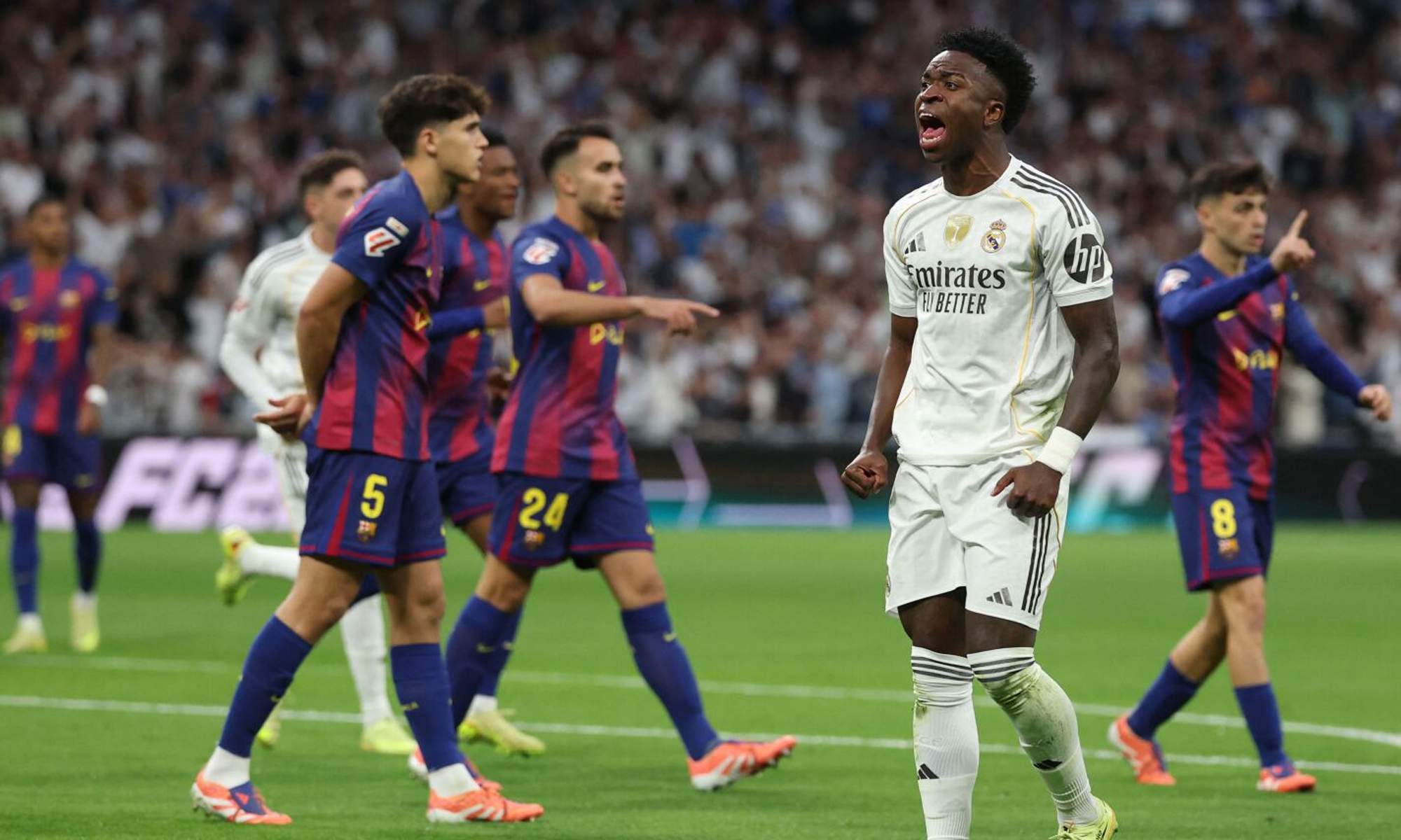 Una captura del último Clásico (Real Madrid - Barcelona) en LaLiga. 