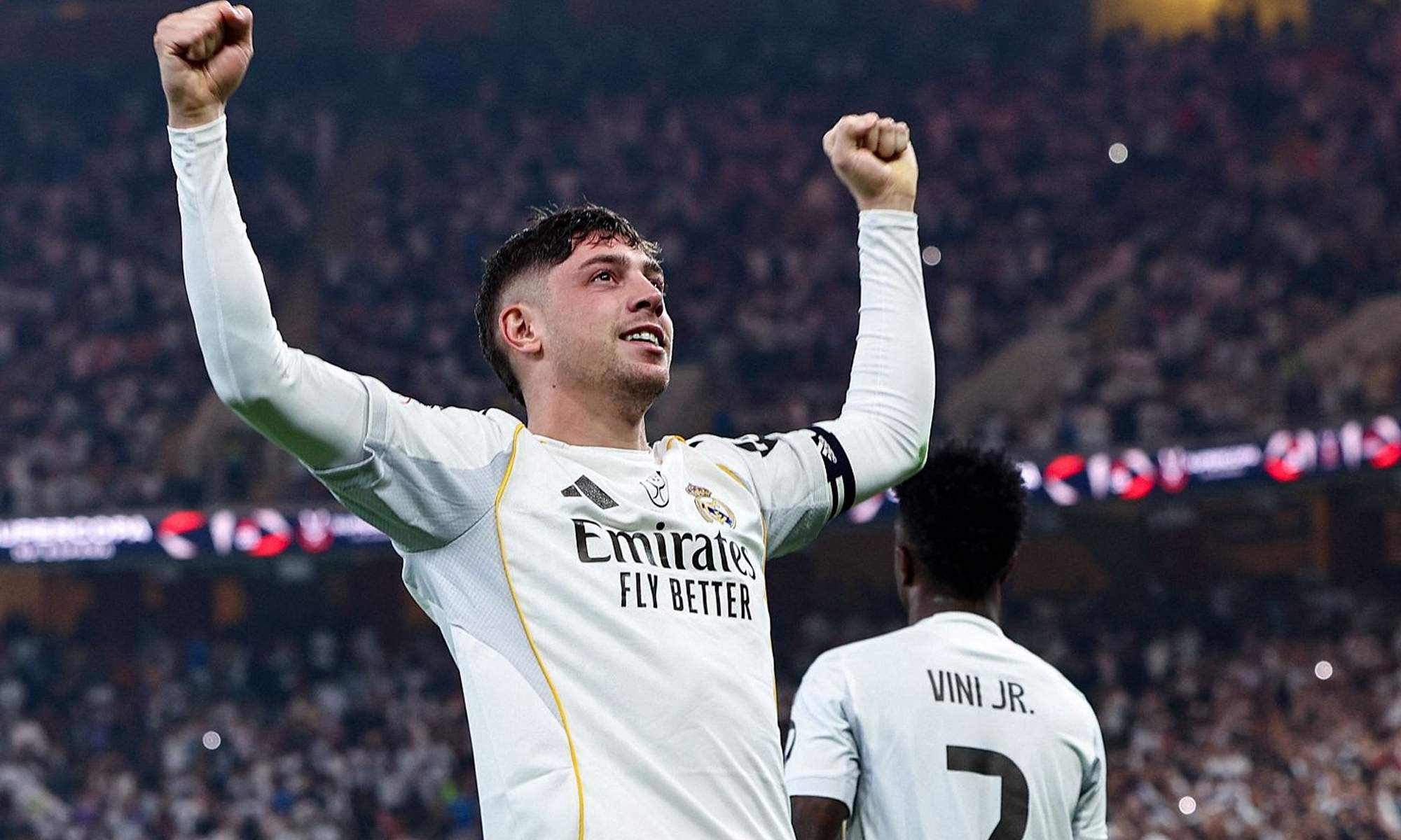 Fede Valverde celebrando un gol con el Real Madrid.