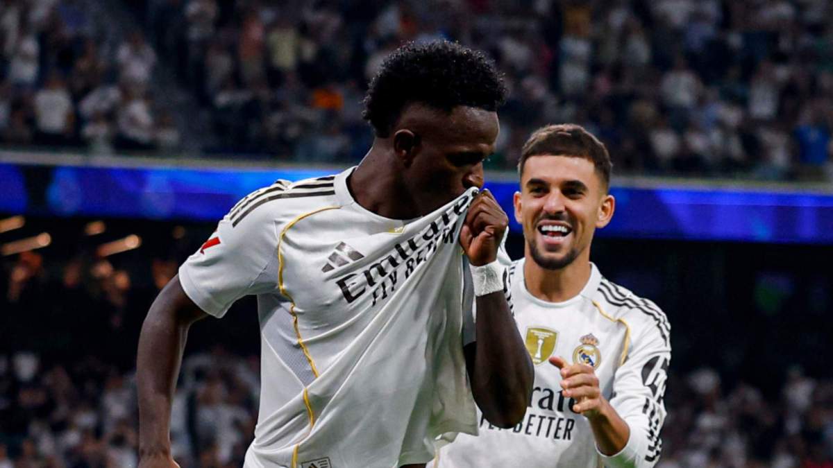 Vinicius celebrando uno de sus goles ante el Villarreal