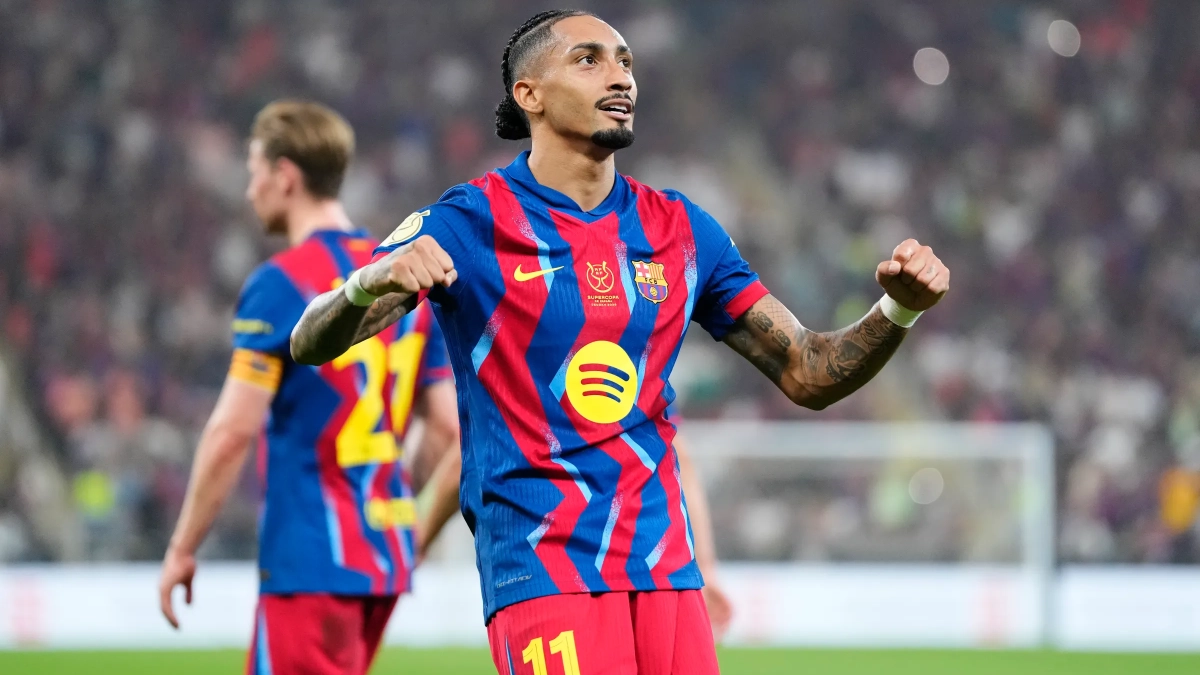 Raphinha celebrando su gol contra el Athletic Club.