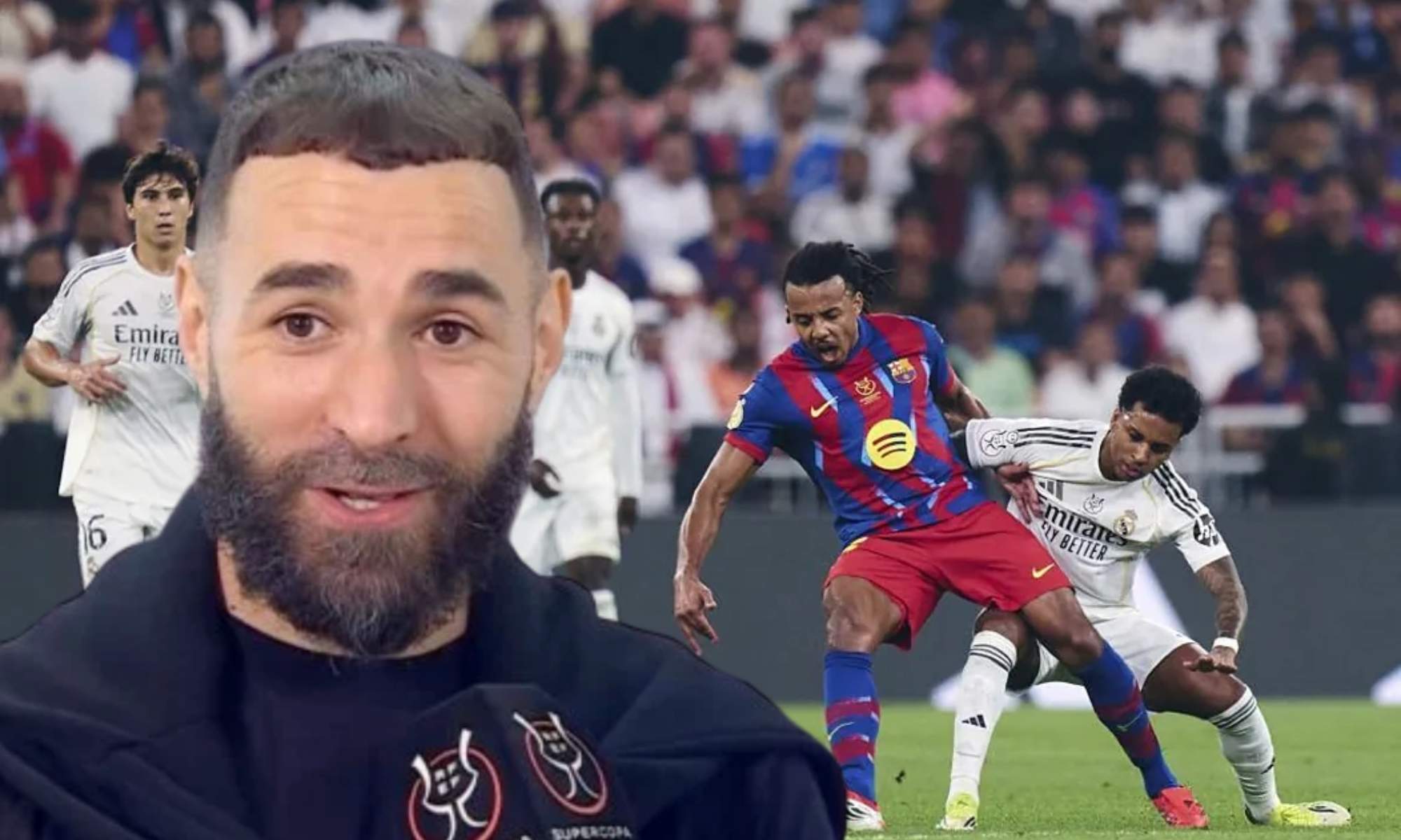 Karim Benzema apoyó al Real Madrid en la final de la Supercopa de España, que no se quiso perder.