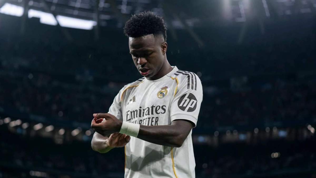 Vinicius en un partido en el Bernabéu