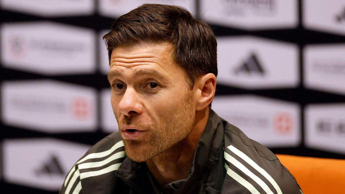 Xabi Alonso en una rueda de prensa del Real Madrid.