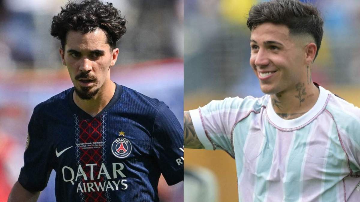 Vitinha con la camiseta del PSG y Enzo con la camiseta del Chelsea.