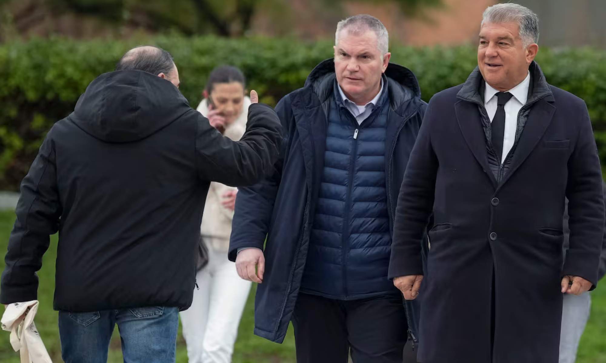 Joan Laporta, llegando a la Ciudad de la Justicia, en la que ha declarado como investigado este viernes.