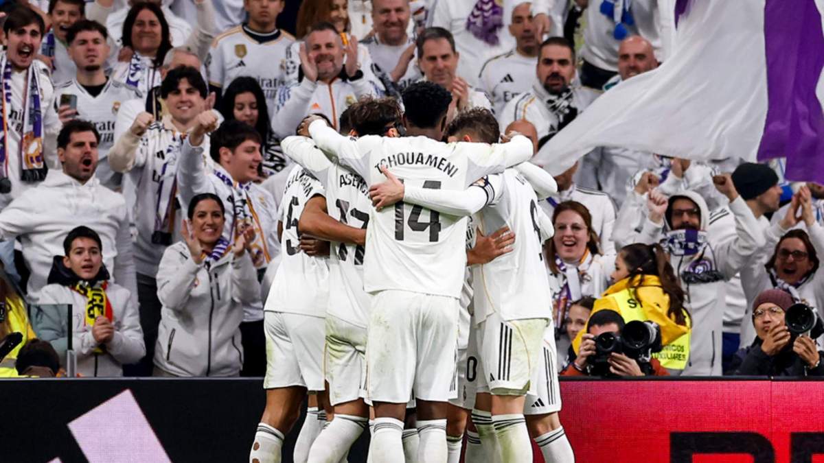 Jugadores del Real Madrid celebrando uno de sus goles