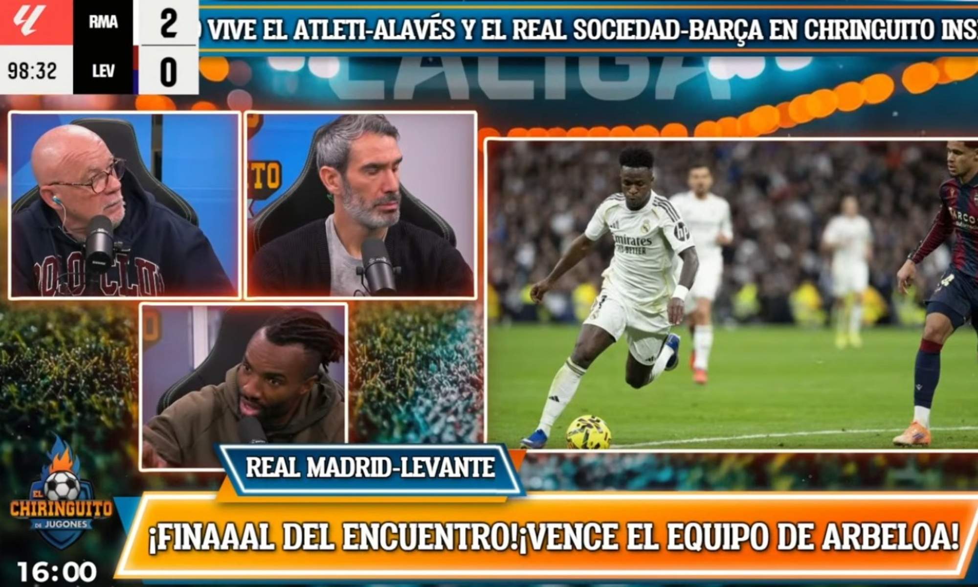 Alfredo Duro (65) no entiende lo que ha hecho Vinicius al final del partido: "No te puedes ir"