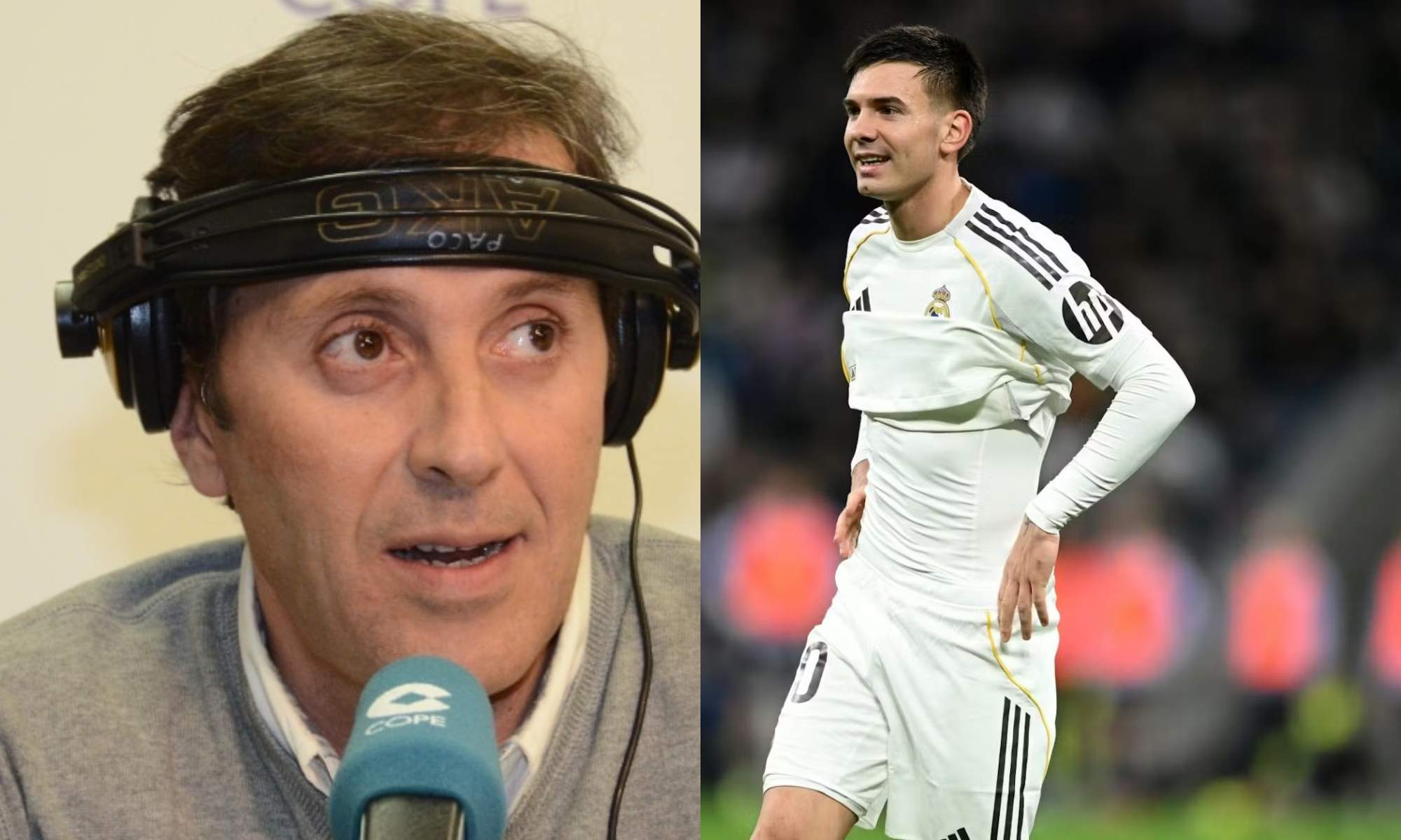 Paco González carga contra Franco Mastantuono durante el Real Madrid - Levante