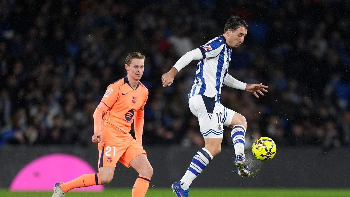 Oyarzábal durante el Real Sociedad - Barça de este domingo en el Reale Arena