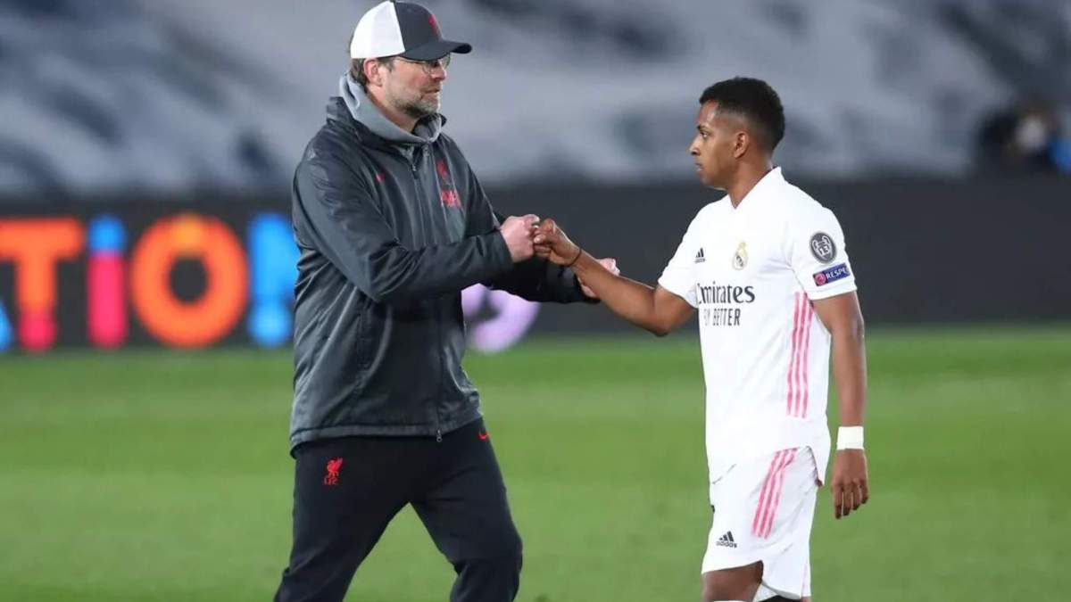 Rodrygo y Klopp tras un Real Madrid Liverpool