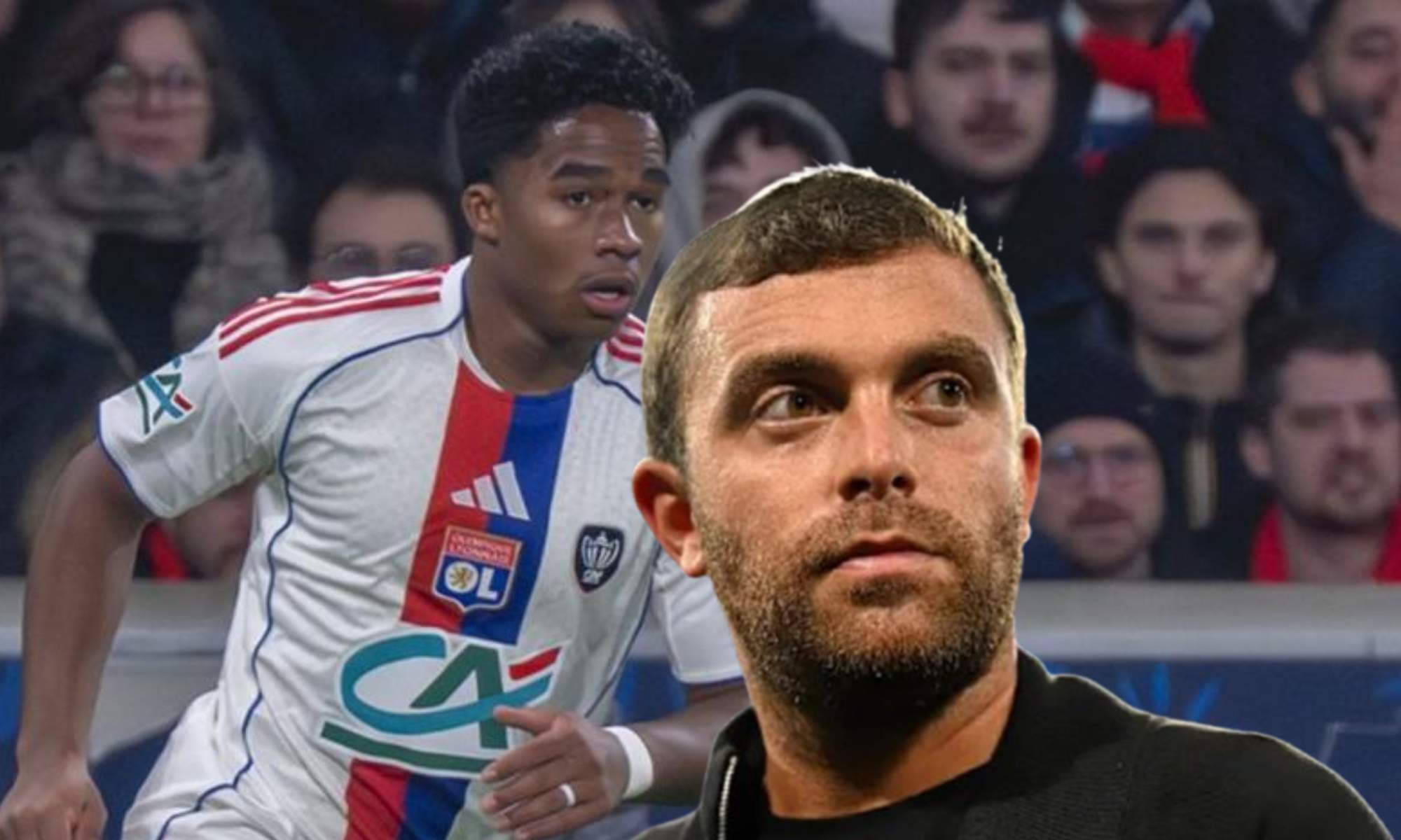 Fabrizio Romano y una foto de Endrick en un partido del Olympique de Lyon. 