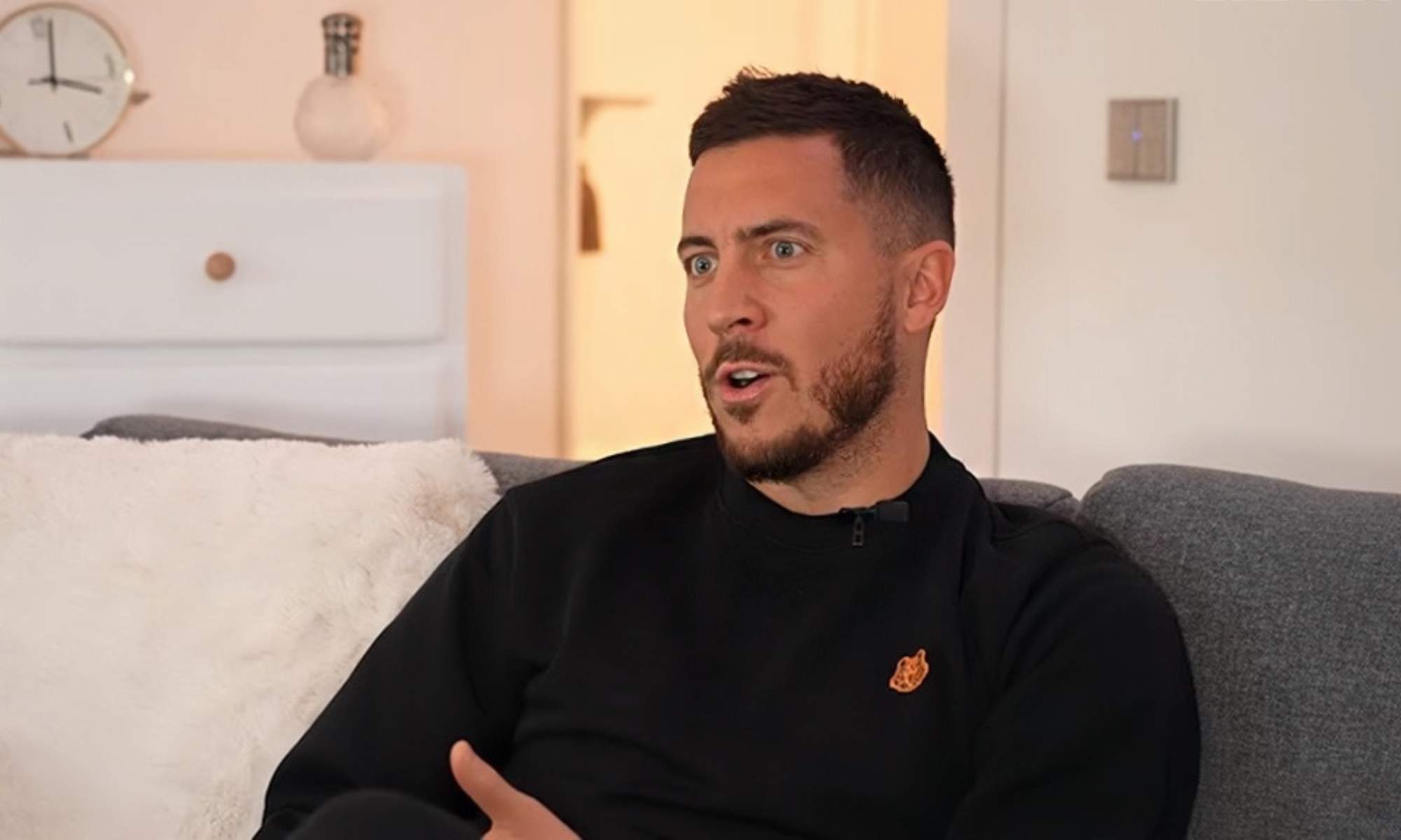 Eden Hazard, durante una entrevista mientras era futbolista del Real Madrid.
