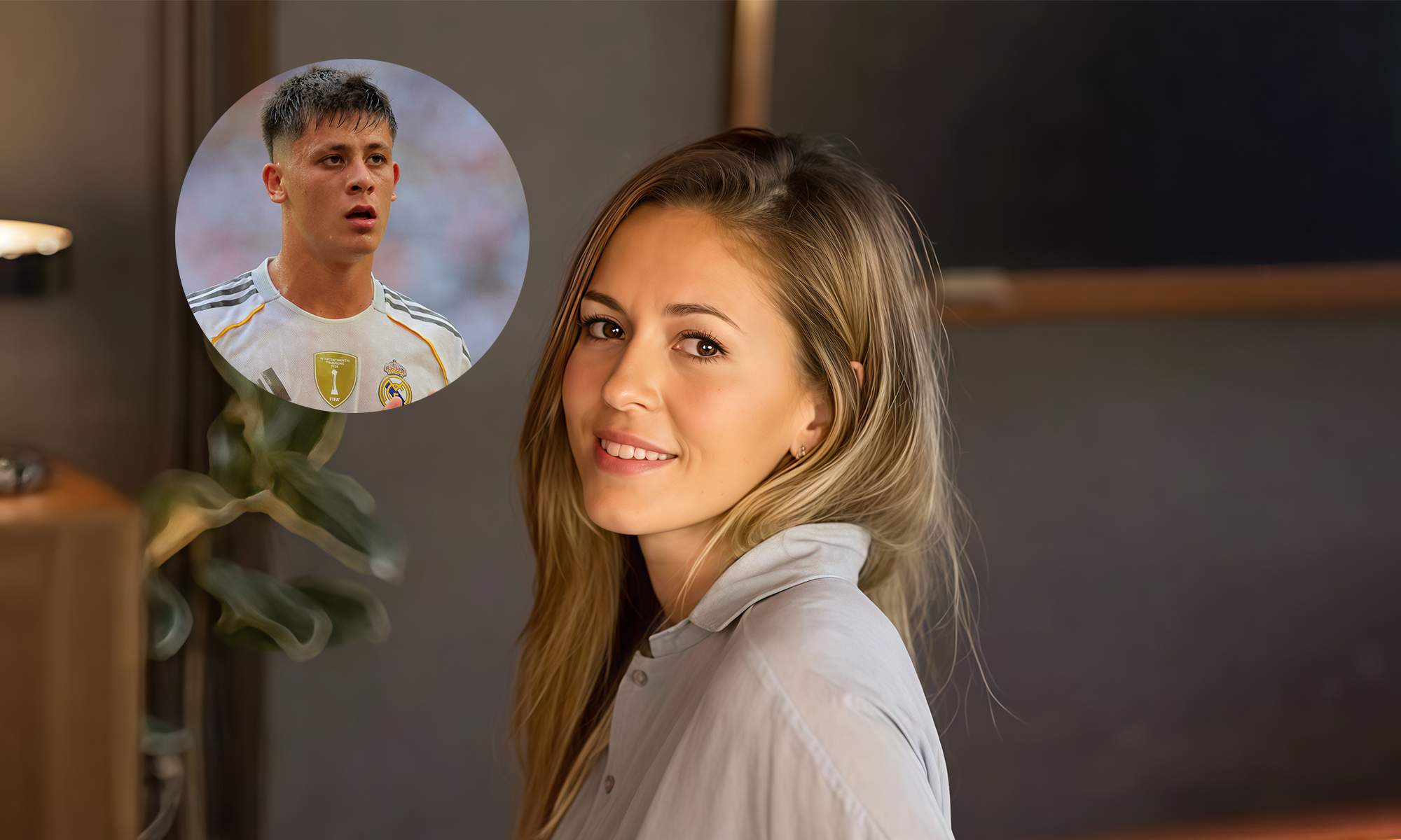 Amanda Sánchez y una foto de Arda Güler con el Real Madrid.