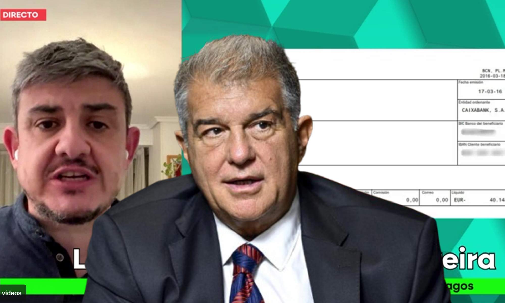 Joan Laporta Alfonso Pérez Medina y una factura de un pago a Enríquez Negreira.