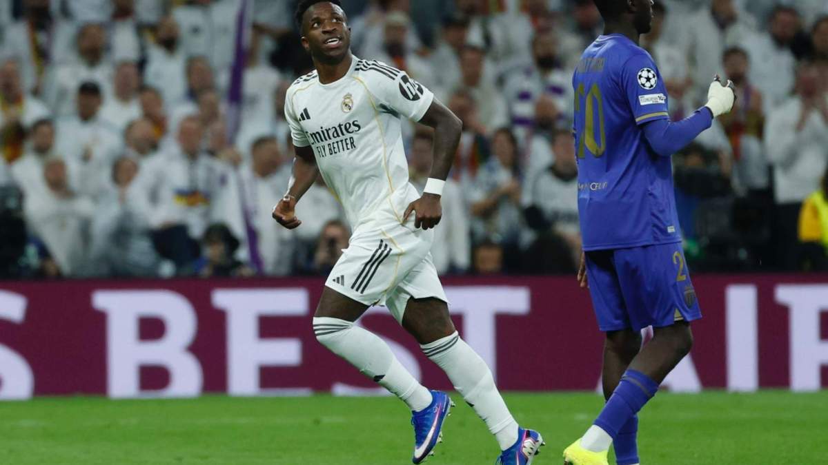 Vinicius Junior, durante el choque de este martes contra el Mónaco. Vinicius Junior, durante el choque de este martes contra el Mónaco.