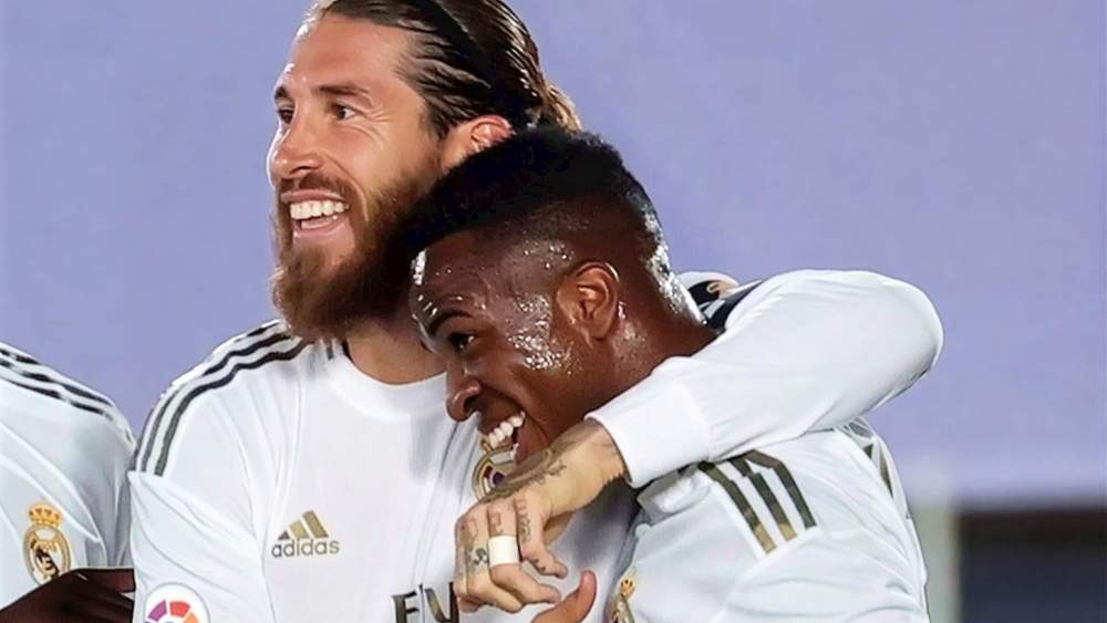 Sergio Ramos y Vinicius Junior, celebrando un gol con el Real Madrid. Sergio Ramos y Vinicius Junior, celebrando un gol con el Real Madrid.