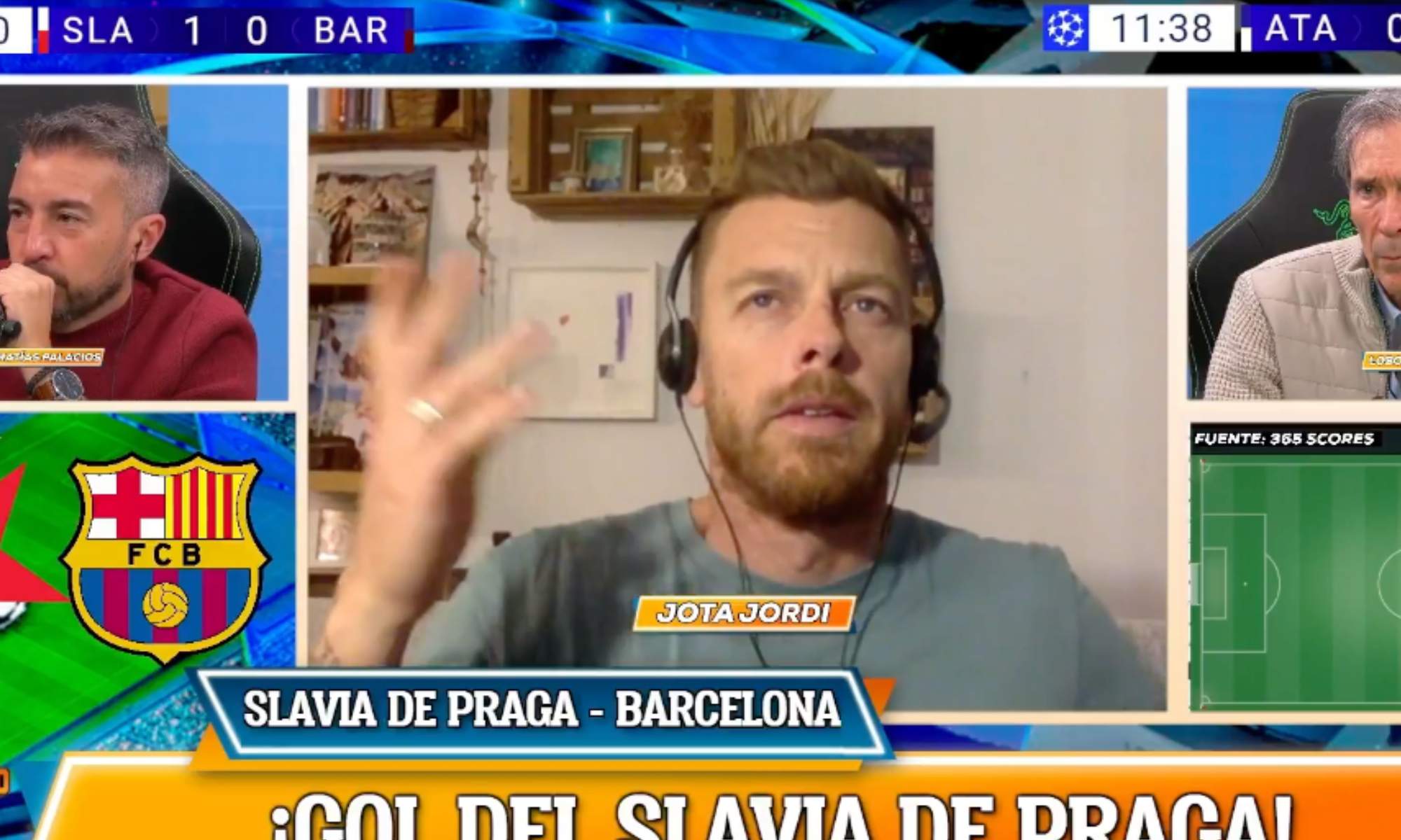 Jota Jordi ha explotado tras el primer gol del partido, que ha logrado el Slavia de Praga ante el Barcelona.